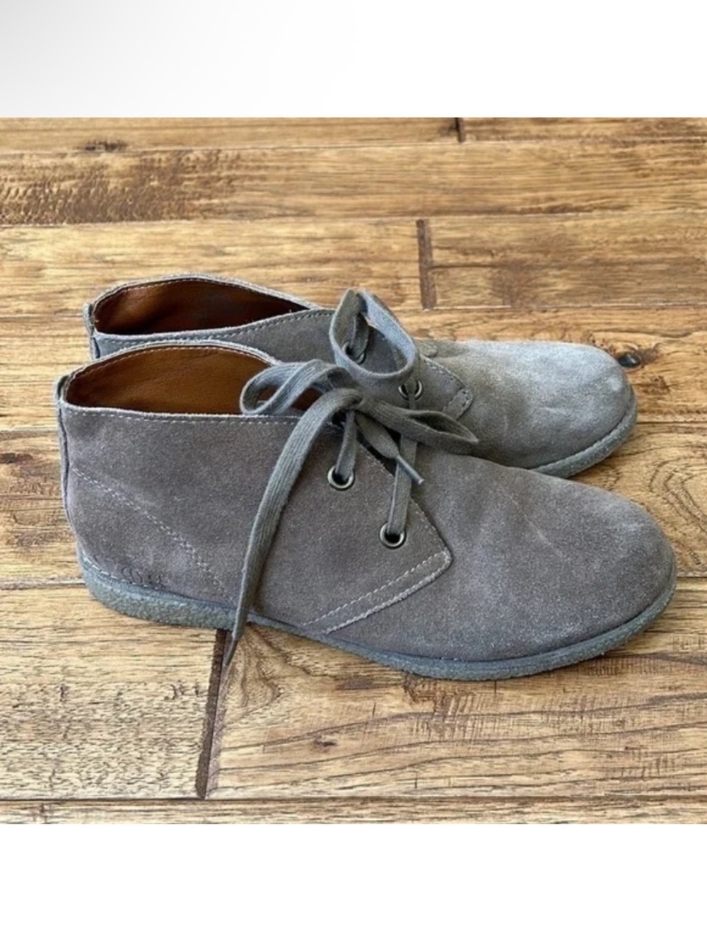 Lucky Brand Emillia Brown Suede Leather Lace Up Ankle Boots Booties Size 7.5